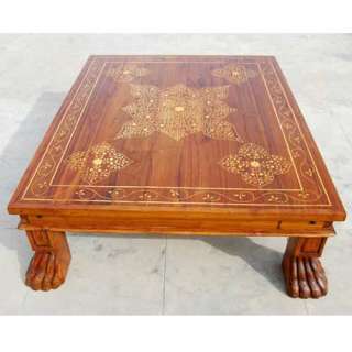   Solid Wood Inlaid Work Cocktail Coffee Table Living Room Furniture NEW