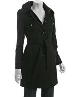 MICHAEL Michael Kors black cotton poly hooded trench coat   up 