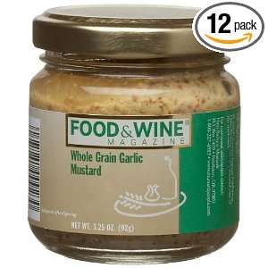 Food & Wine Whole Grain Garlic Mustard, 3.25 Ounce Glass Jars (Pack of 