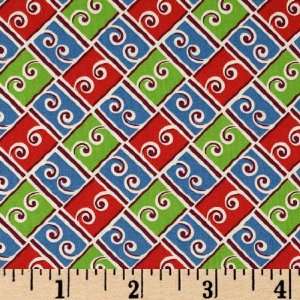   Melody Tiles BlueGreenRed Fabric By The Yard Arts, Crafts & Sewing