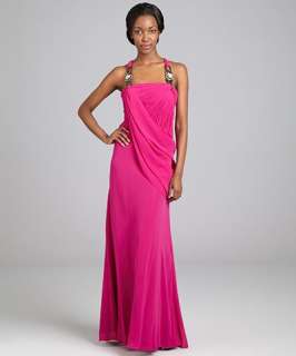 LM Collection vibe chiffon chain strap ruched evening dress