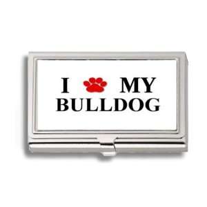  Bulldog Paw Love My Dog Business Card Holder Metal Case 