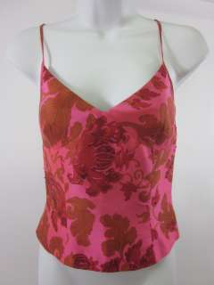 CREW Pink Orange Printed Silk Sleeveless Shirt Sz 4  