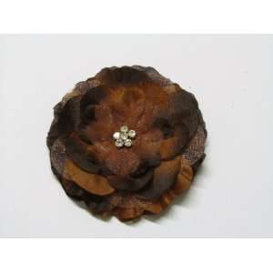  Brown/Black Two Tone 3.3 Jeweled Center Flower Hair Clip Hair 