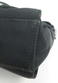 AUTH GUCCI Black Canvas Push Lock Shoulder Handbag  