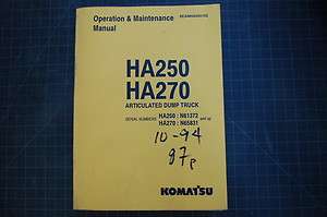 KOMATSU HA250 HA270 Dump Truck Operation Operators Maintenance Manual 