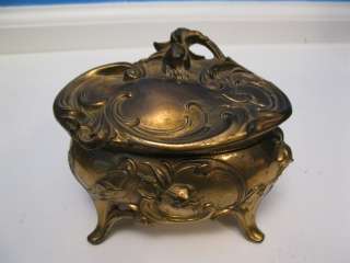 Antique Jewelry Casket Trinket Box Art Nouveau Deco WB Mfg Co 354 Gold 