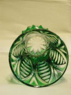 This is very beautiful art glass green crystal vase. Made in 1960s 