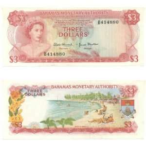  Bahamas L.1968 3 Dollars, Pick 28a 