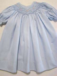 PETIT AMI BISHOP SMOCKED BLUE GINGHAM BEADED DRESS 9M,12M,18M, 24M~NEW 
