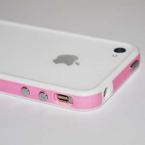 White Pink Hard Bumper Case Cover with Metal Buttons For Apple iPhone 