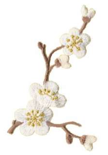 White Cherry Blossom Embroidered Iron On Patch 3014316w  