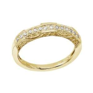    14K Yellow Gold Filigree Diamond Band Ring (Size 8) Jewelry