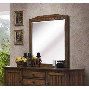  Dresser Mirror with Circular Detailing in Medium Brown 