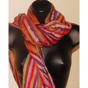 Hand Painted Cotton Scarf w/ Fall Colors 
