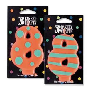  Number 8 Birthday Candle, Stripes or Dots Toys & Games