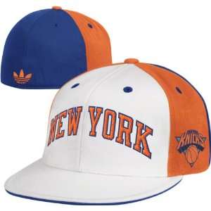 New York Knicks adidas Originals Three The Hard Way Flat Brim Flex Fit 