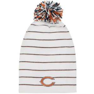  Chicago Bears Womens White Long Pom Knit Hat