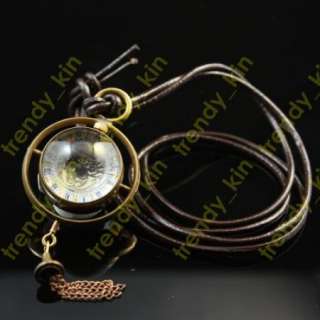 Steampunk Antique Copper Case Glass Ball Brass Quartz Pocket Watch 