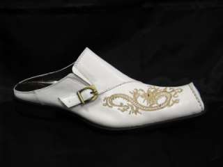 Fiesso New White Emb Leather Mule Shoes FI 6478  
