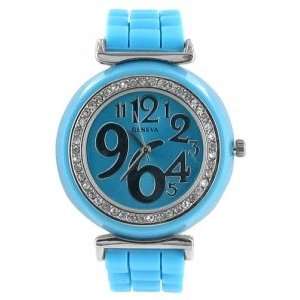  Blue Funky Numbers Jelly Watch with Crystal Surround 