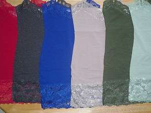 LONG LACE CAMISOLE TANK TOP wide lace hem in 6 COLORS & added bonus 