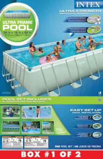INTEX 32 x 16 x 52 Ultra Frame Rectangular Swimming Pool Set 