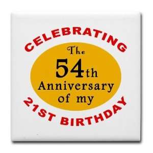 Celebrating 75th Birthday Funny Tile Coaster by   