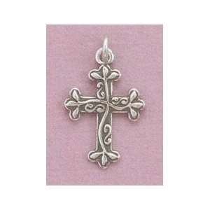  Oxidized Sterling Silver Reversible Cross Charm, 7/8 inch 