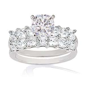 30 Ct Cushion Cut Diamond Engagament Wedding Rings Set CUTEXCELLENT 