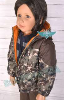   Red Two sided Kids Army Uniform Hoodie Jacket Coat Cosy Warm  
