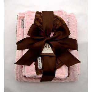  Pink and Brown Baby Girl Minky Dot Gift Set Baby