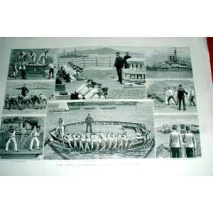   Torpedo Net Drill 1892 Navy Ships Fine Art Old Print