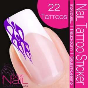  Nail Tattoo Sticker Flames   purple Beauty