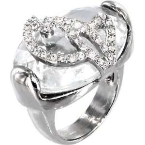 BABY PHAT Silver Tone CRYSTAL STONE Kitty Ring