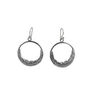  Barse Silver Overlay Frond Loop Earrings Jewelry