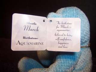 Russ Plush Bears Of The Month March Aquamarine Pendant  