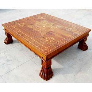 Beautiful Solid Wood Inlaid Work Cocktail Coffee Table Living Room 