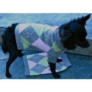  Isabella Cane Knit Dog Sweater   Argyle XS