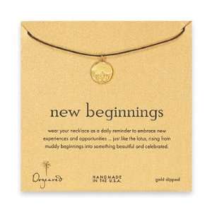 Dogeared Gold Dipped New Beginnnings 24 necklace on chocolate waxed 