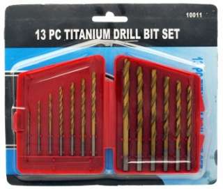 13 pc Titanium Drill Bit Set 1/16 5/64 3/32 7/64 1/8 9/64 5/32 11/64 3 
