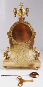   French Japy Freres gilt ormolu bronze 8 day bell mantle clock  