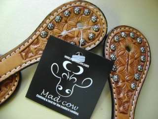 STUNNING HAND CRAFTED MAD COW BRAND SILVER LEATHER SPUR STRAPS  