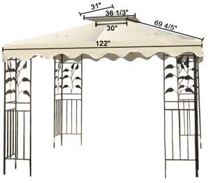 10x10ft Scalloped Edge Gazebo Canopy Top Tent Patio Garden Replacement 