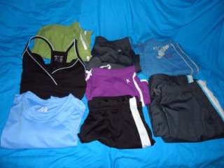 womens sz medium athletic shorts & tops lot of 8  