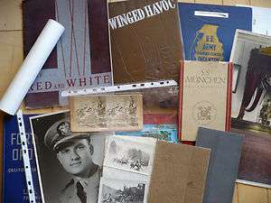 Group of antique and vintage Military WW2 war items, U.S. Army books 