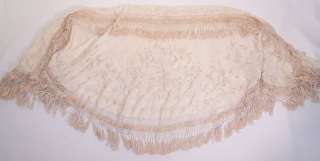   Vintage Cream Silk Embroidered Fringe Wedding Piano Shawl Cape Cloak