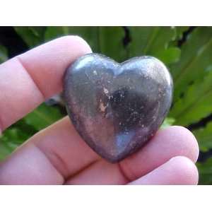  E5008 Gemqz Midnight Pyrite Carved Loose Heart Large 