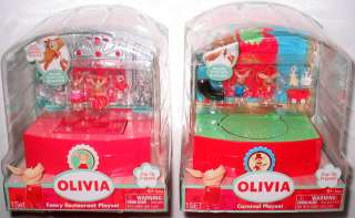 Compact OLIVIA the PIG Playset Lot Carnival & Restaurant  