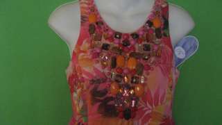   ATTACHED ~ DIANE GILMAN DG2 PINK PATIO DRESS WITH FAUX JEWELS ~ SM
